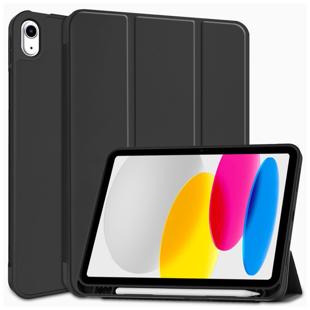 Alogy Book Cover Pencil Case Schutzhülle mit Stifthalter für Apple iPad Air 4 2020 / Air 5 2022 10,9 Zoll, schwarzes Glas