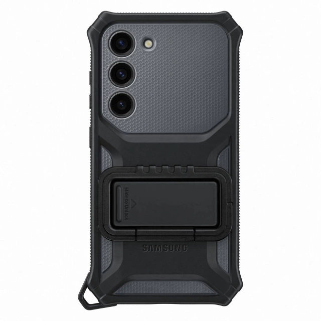 Samsung Rugged Gadget Case für Samsung Galaxy S23 gepanzerte Hülle Ringhalter Ständer grau