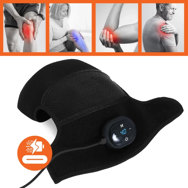 Vyhrievací pás s masážou na koleno, lakeť alebo rameno – vyhrievanie, úľava od bolesti kĺbov, rehabilitácia, termoterapia – Dr.Medic FlexTherm™ Black
