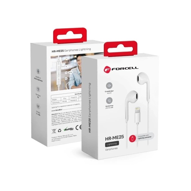 Forcell F-Audio HR-ME25 Lightning Wireless In-Ear-Kopfhörer für Apple, weiß