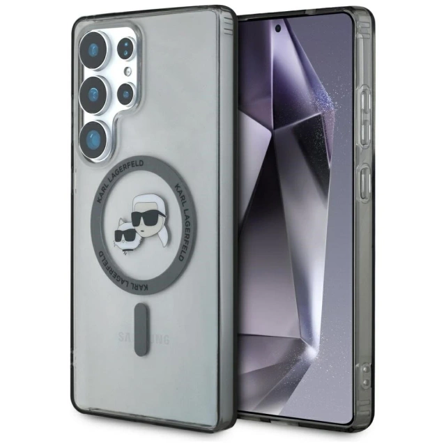 Etui Karl Lagerfeld Button Karl & Choupette MagSafe do Samsung Galaxy S25 Ultra Czarny