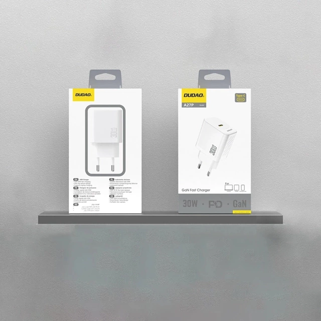 Зарядний пристрій Dudao White A27P USB-C GaN 30 Вт | Компактний та ефективний