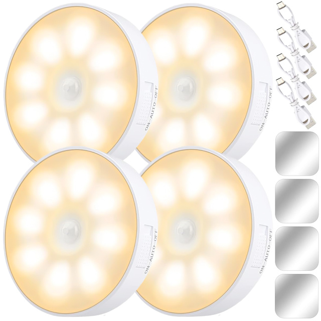 4x Lampa LED pohybový senzor soumrak noční lampa Alogy Sensor Light Bezdrátové osvětlení nábytku Teplé světlo 3000k