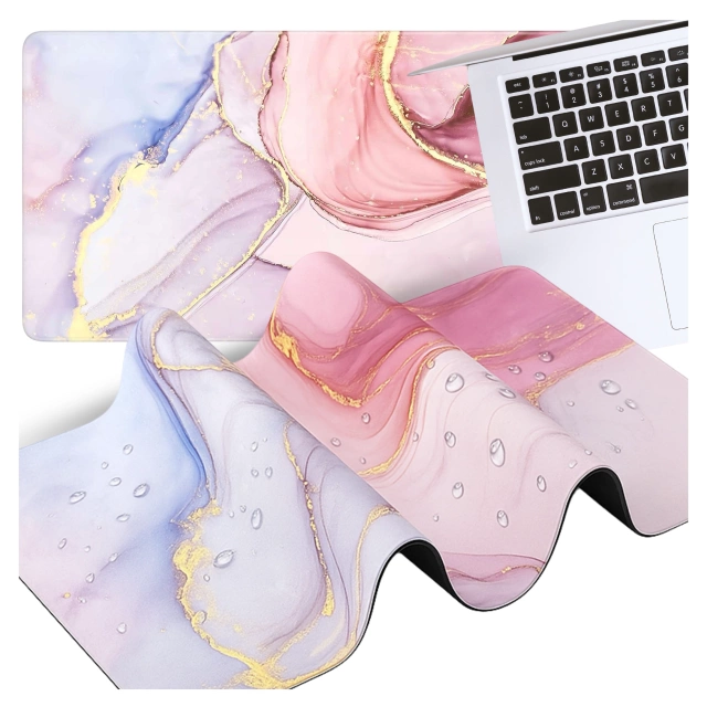 Desk pad for mouse keyboard Anti-slip gaming protective mat xxl 88x40 Alogy Marble Pink