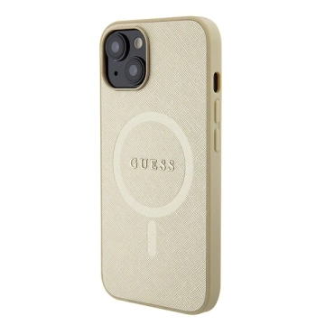 Etui Guess GUHMP15SPSAHMCB na iPhone 15 6,1" zlatý/zlatý pevný obal Saffiano MagSafe