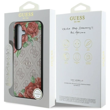 Etui Guess 4G Flowers Print MagSafe do Samsung Galaxy S25 Różowy