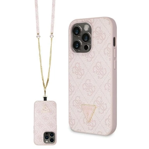 Чохол Guess GUHCP15LP4TDSCPP для iPhone 15 Pro 6.1" рожевий/рожевий твердий чохол Crossbody 4G Metal Logo