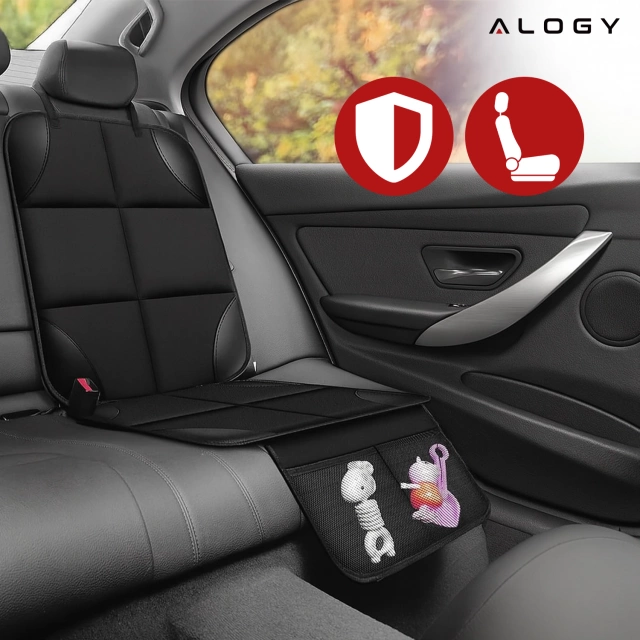 Mata ochronna na pojedynczy fotel Alogy SeatShield™ Podkładka pod fotelik Samochodowy dla dziecka Ochraniacz do Auta Czarna
