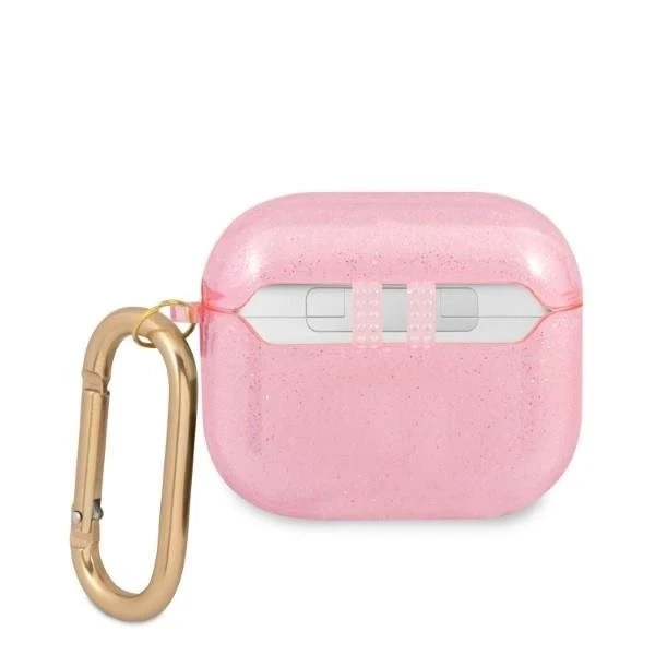 Guess protective case for AirPods 3 cover pink/pink Glitter Collection