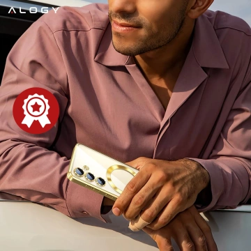 Puzdro MagSafe pre Apple iPhone 16 Pro Max Alogy Glamour puzdro na luxusný prsteň zlato-priehľadné