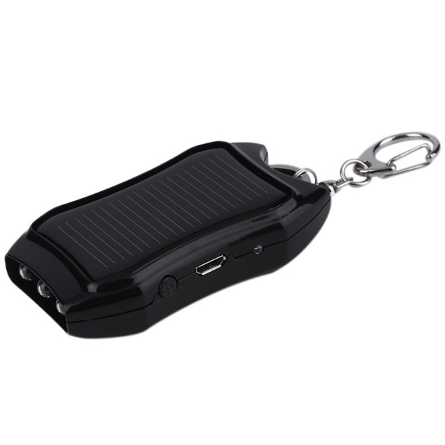 Solar Power Bank Power Bank with Flashlight 1200mAh Backpack Keychain Black