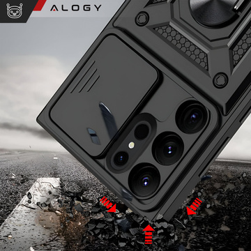 Чохол для Samsung Galaxy S24 Ultra броньований Slide Case Ring корпус захист камери Camshield Alogy чорний