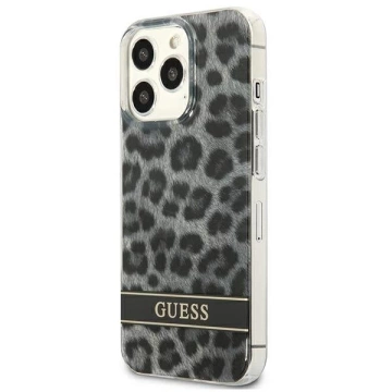 Guess GUHCP13LHSLEOK iPhone 13 Pro / 13 6,1" szary/šedé pevné pouzdro Leopard