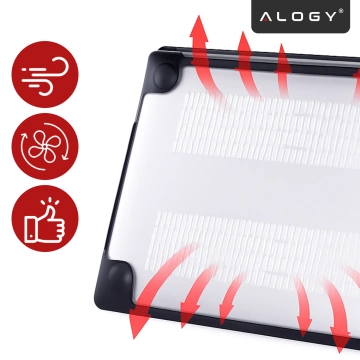 Ochranné puzdro pre Apple Macbook Air 13 13,3" - 2018-2020 (M1 A2337/A2179/A1932) Puzdro Alogy MatteGuard™, matná priehľadná biela s čiernym rámom