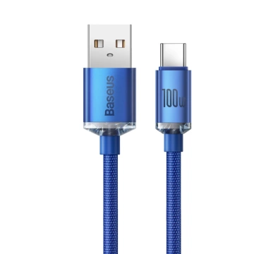 Baseus Crystal Shine Series cable USB cable for fast charging and data transfer USB Type A - USB Type C 100W 1.2m blue (CAJY000403)