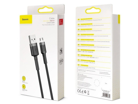 Cable 3m Baseus Cafule durable nylon micro USB 2A cord Gray