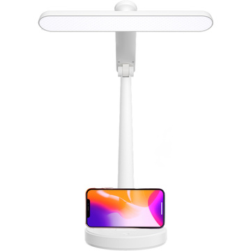 LED-Schreibtischlampe, Nachttischlampe, USB-Schreibtischlampe, Touch-verstellbar, Organizer und Telefonständer, Weiß