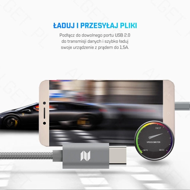 ROCK SPACE C2 USB-C Nylonový kabel typu C 2m 1,5A