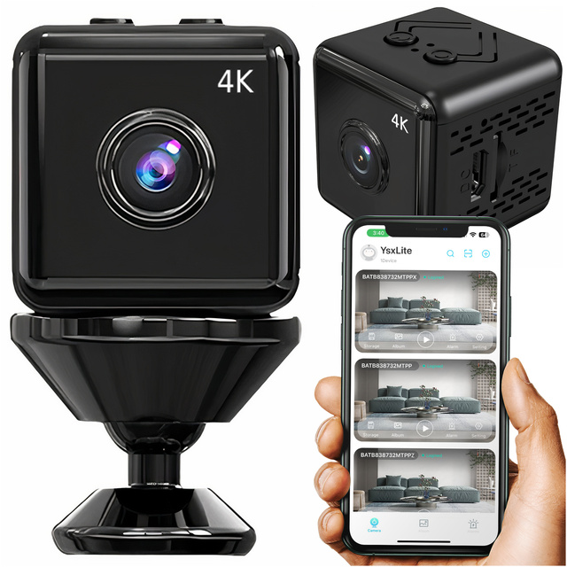 Panoramic Mini Camera Digital Spy Nanny Microphone 4K UHD Full HD Micro SD Black