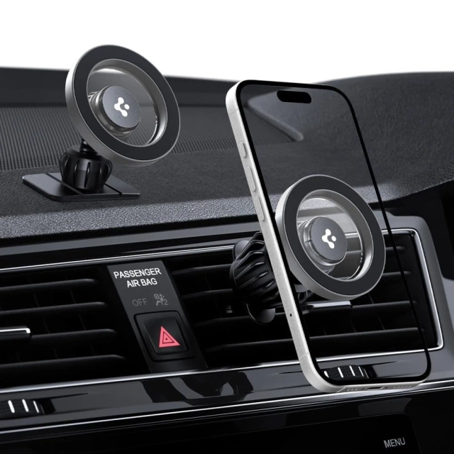 Uchwyt Samochodowy Spigen MFT13 MagSafe Dashboard & Vent Mount Silver