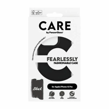 Puzdro na iPhone 15 Pro CARE od PanzerGlass Fearlessly Fashionable Black