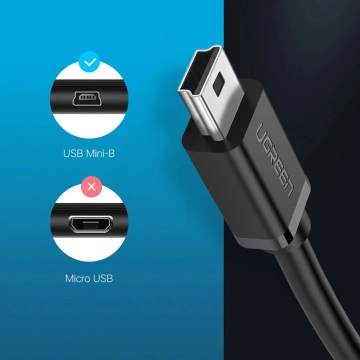 Ugreen US249 mini USB-B na USB-A OTG adaptér 10 cm 480 Mbps čierny