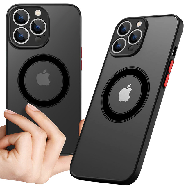 Apple iPhone 13 Pro Max Case Alogy Hybrid Mag Case for MagSafe with Camera Protection Matte Black Qi Charger