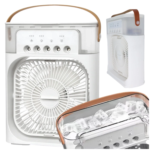 Schreibtischventilator, Standventilator, kleiner Umwälzventilator mit Clip, kabelloser Handventilator, 500 mAh, USB-C, Alogy White