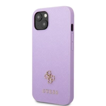 Etui Guess GUHCP13SPS4MU do Apple iPhone 13 Mini 5,4" purpurovo/fialové pevné puzdro Saffiano 4G malé kovové logo
