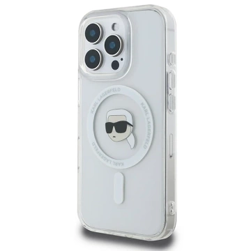 Puzdro Karl Lagerfeld pre iPhone 16 Pro Max 6,9" biele pevné puzdro MagSafe IML Metal Karl Head