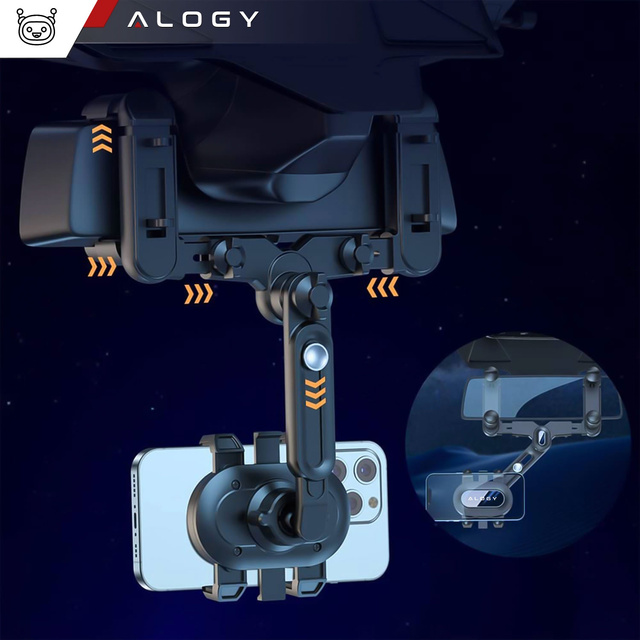 Držiak telefónu do auta na spätné zrkadlo do auta Alogy Mirror Car Holder Black