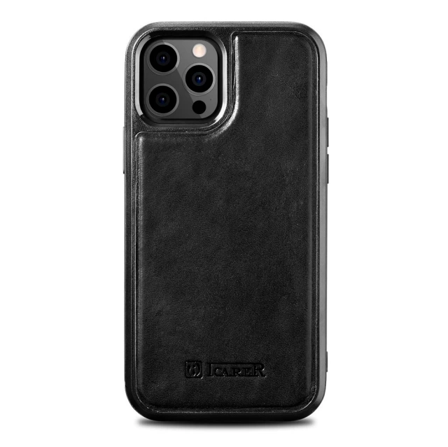 iCarer Leather Oil Wax Genuine Leather Case for iPhone 12 Pro Max black (ALI1206-BK)