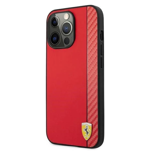Ferrari iPhone 13 Pro Max 6,7" pouzdro červené/červené pevné pouzdro On Track Carbon Stripe
