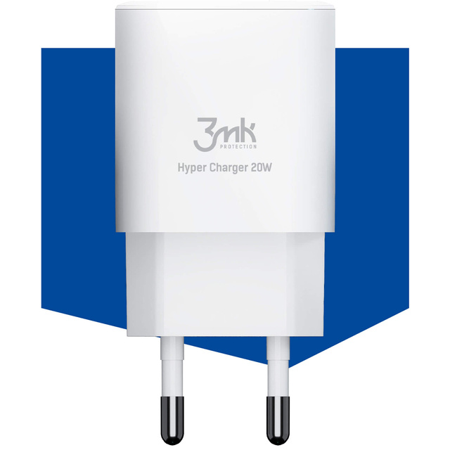 3mk Hyper Charger USB USB-C 20W PD Schnellladegerät Weiß