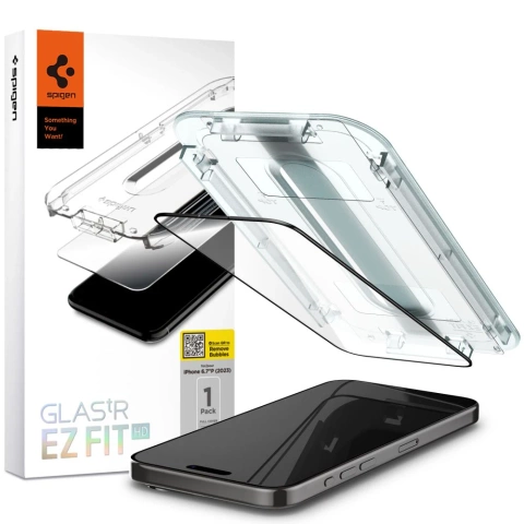 Tempered glass spigen glas.tr "ez fit" fc iphone 15 pro max black