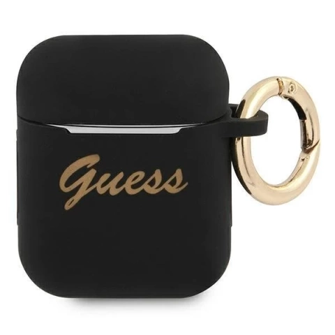 Guess GUA2SSSK AirPods чохол czarny/black Silicone Vintage Script