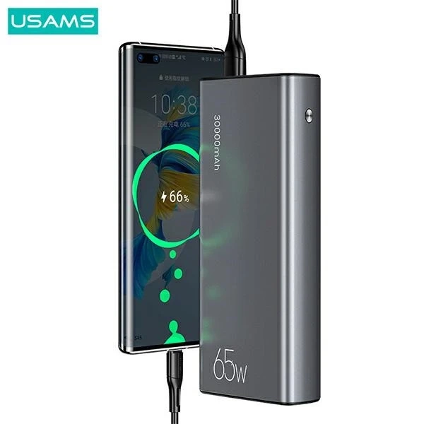 USAMS Powerbank PB59 30000mAh 65W 2xQC3.0 PD Fast Charge černý/černý kabel CMXLOGTC01 (US-CD165) USB-C-USB-C