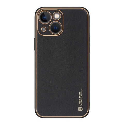 Pouzdro Dux Ducis Yolo iPhone 14 Plus elegantní kryt z ekologické kůže černé barvy