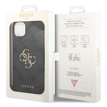 Etui Guess GUHCP15S4GMGGR для iPhone 15 6.1" сірий/сірий твердий корпус 4G з великим металевим логотипом