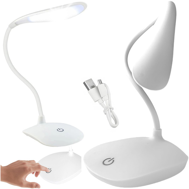 Stolná LED lampa na stôl dotyková školská USB stojaca nočná bezdrôtová Flexible Alogy White