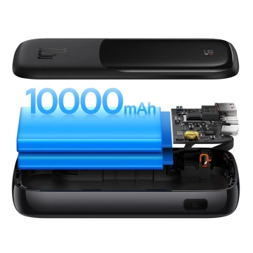 Power banka s rýchlym nabíjaním Baseus Qpow Digital Display 10000mAh 22,5W QC/PD/SCP/FCP so vstavaným káblom USB-C čierny