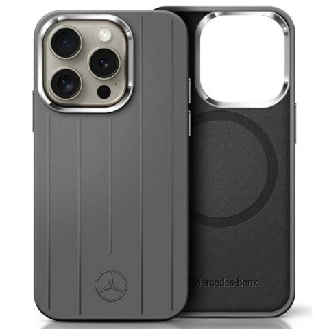 Mercedes MEHMP16X23SUVSA iPhone 16 Pro Max 6,9" szary/sivé pevné puzdro Silikónové zvislé tónové pruhy MagSafe