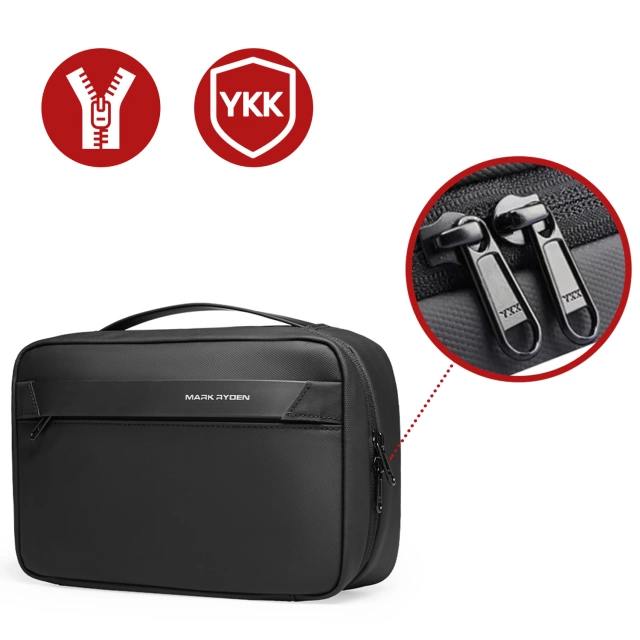 Mark Ryden Men's and Women's Travel Toiletry Bag, 3.9L Capacity, 4 Compartments with Hook, YKK Zipper, PU Oxford Material - Black