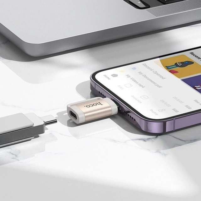 EOL HOCO OTG adaptér Lightning (samec) na Type-C (samica) 2A UA31B sivý