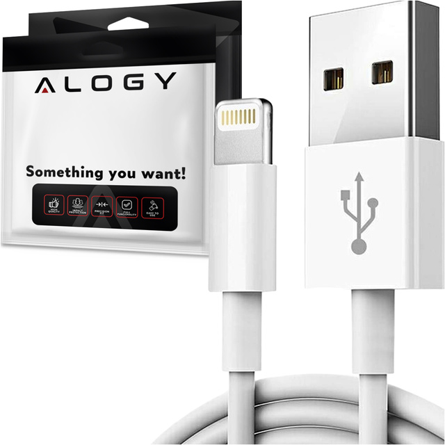 Kabel 2m Alogy Fast Charge USB do Lightning przewód do ładowania iPhone 20W White