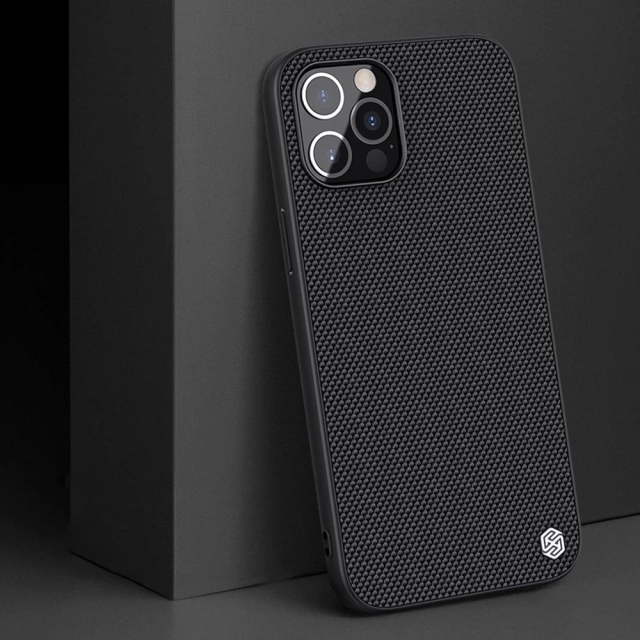 Nillkin Textured Case odolné vystužené puzdro s gélovým rámom a nylonom na zadnej strane iPhone 12 Pro Max čierny