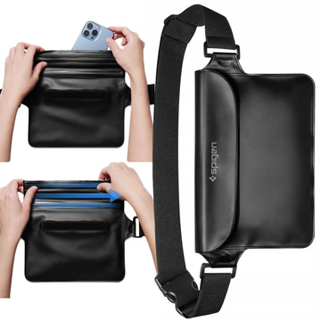 Vodotěsné pouzdro Spigen A621 IPX8 na telefon univerzální vodotěsné pouzdro do pasu Black