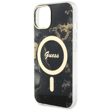 Pevné puzdro Etui Guess GUHMP14SHTMRSK na iPhone 14 6,1" Golden Marble MagSafe