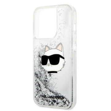 Etui Karl Lagerfeld KLHCP14XLNCHCS na iPhone 14 Pro Max 6,7" pevné puzdro Glitter Choupette Head srebrny/strieborný