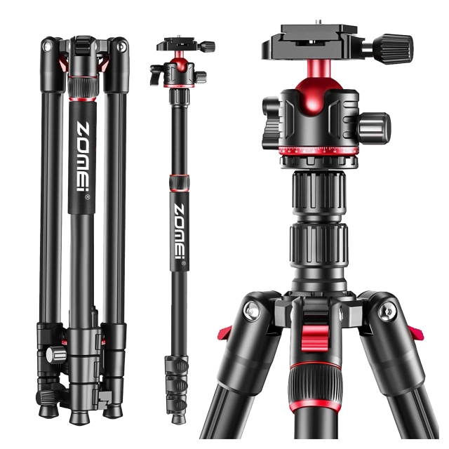 Statyw Profesjonalny 2w1 – Tripod i Monopod do Aparatu i Kamery, Składany z Regulowaną Wysokością i Głowicą Kulową 360°, Stabilny i Lekki, ProStand™ – Czarny